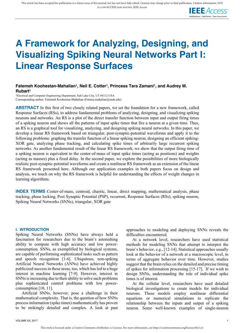 Pdf A Framework For Analyzing Designing And Visualizing Spiking Neural Networks Part I 6512