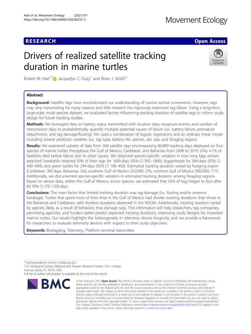 PDF) Drivers of realized satellite tracking duration in marine turtles