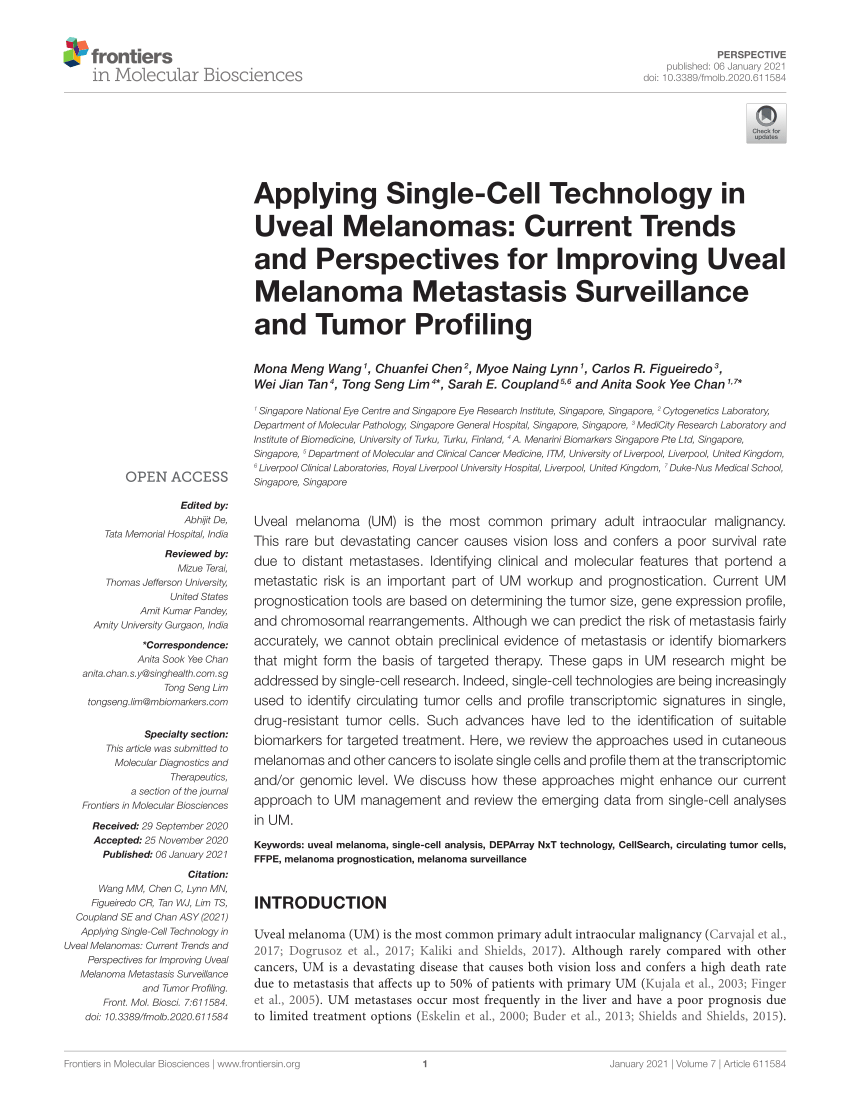 PDF) Applying Single-Cell Technology in Uveal Melanomas: Current ...