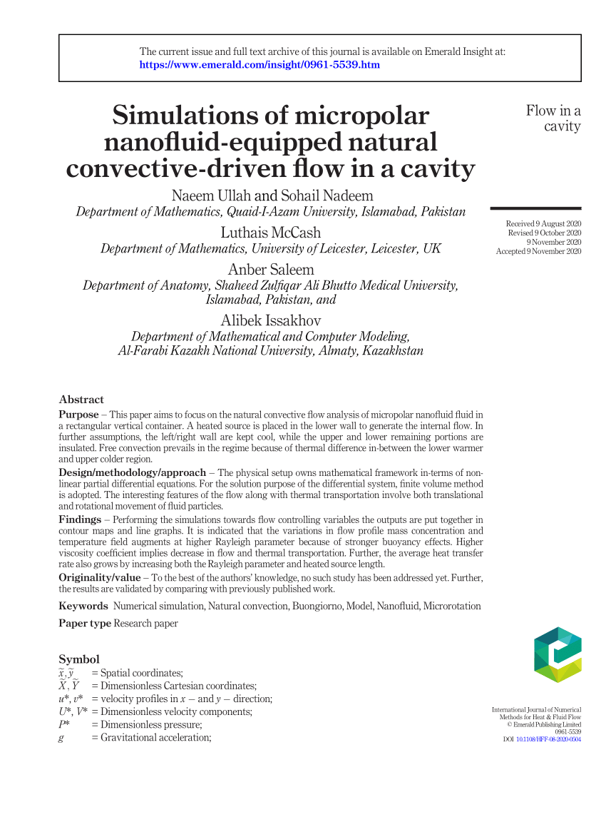 Pdf Simulations Of Micropolar Nanofluid Equipped Natural Convective Driven Flow In A Cavity