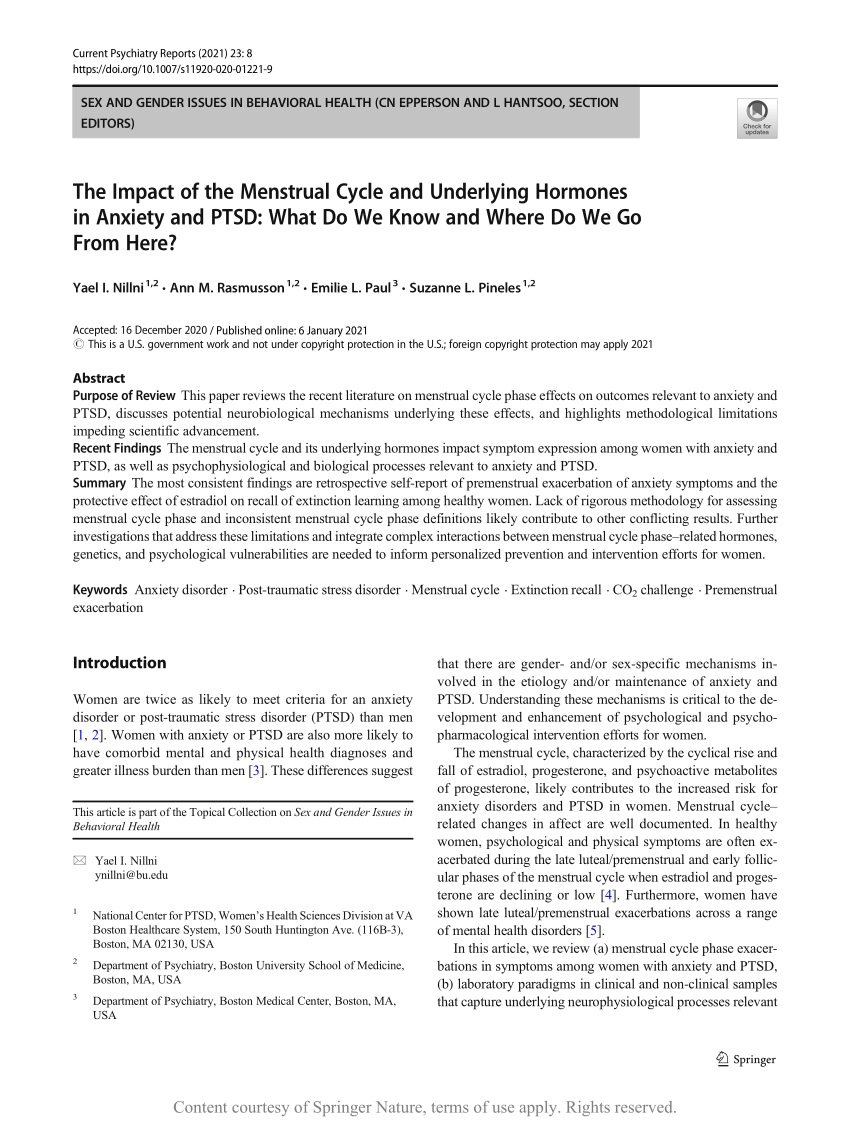 Symptom fluctuation over the menstrual cycle in anxiety disorders, PTSD,  and OCD: a systematic review