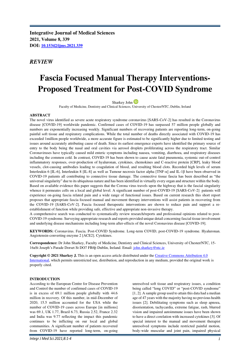 PDF) Fascia Focused Manual Therapy Interventions-proposed ...