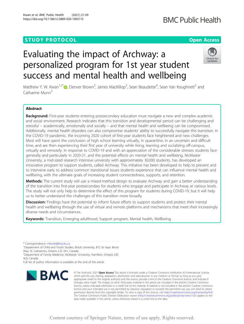 PDF Evaluating the impact of Archway a personalized program for