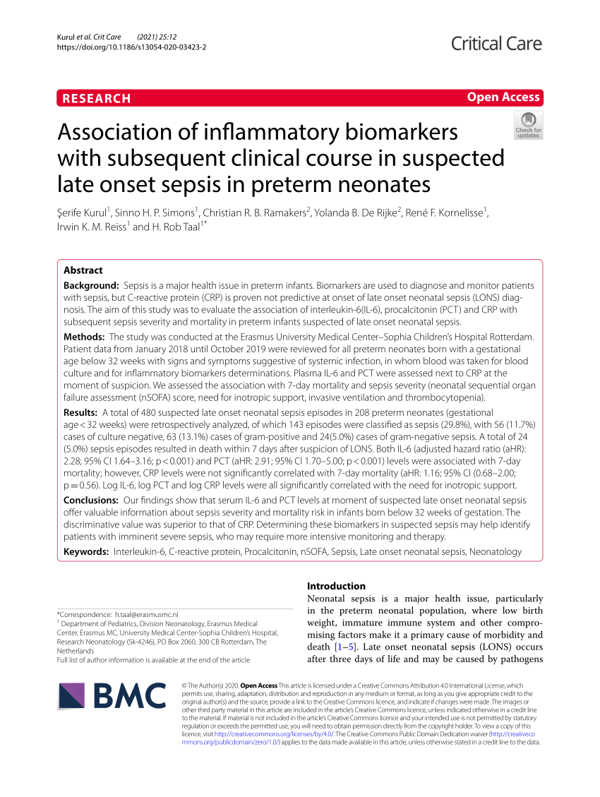 PDF) Association of inflammatory biomarkers with subsequent ...