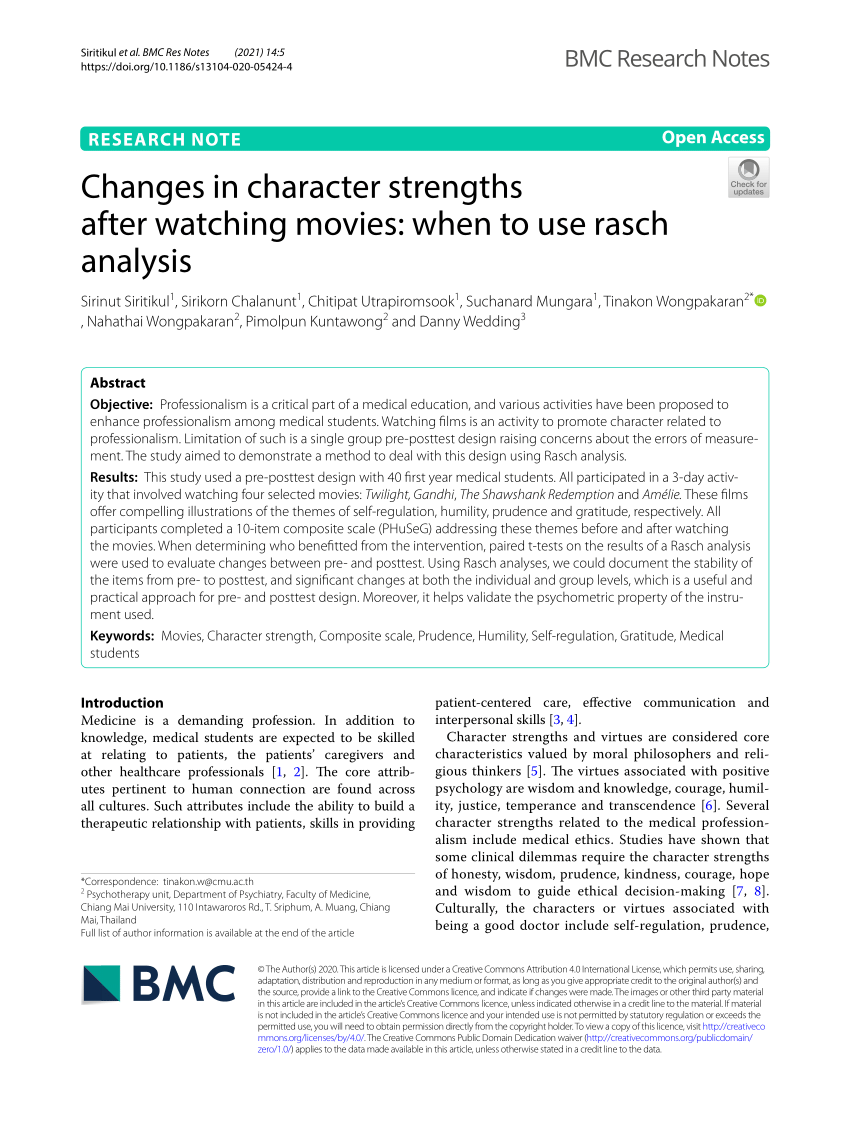 PDF) Changes in character after watching to use rasch