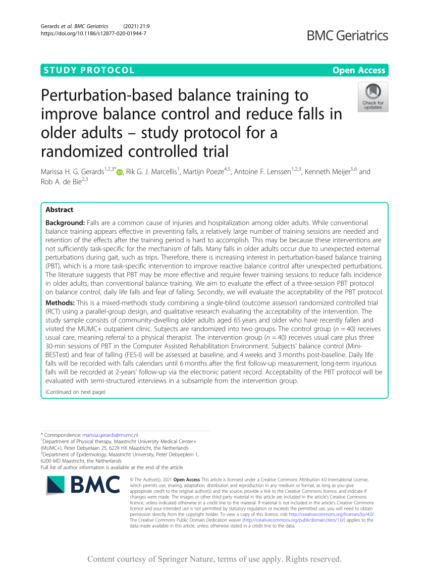 PDF) A perturbation-based balance training program for older adults: Study  protocol for a randomised controlled trial