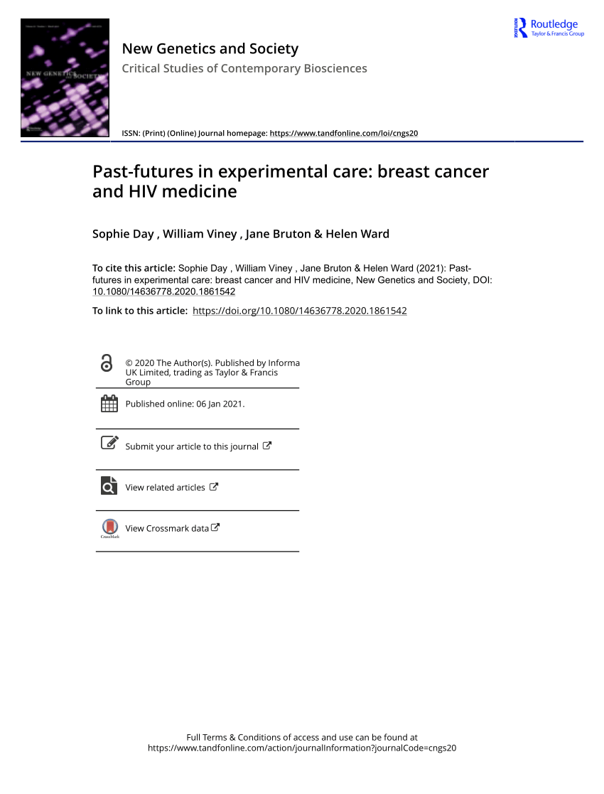 PDF) Past-futures in experimental care: breast cancer and HIV medicine