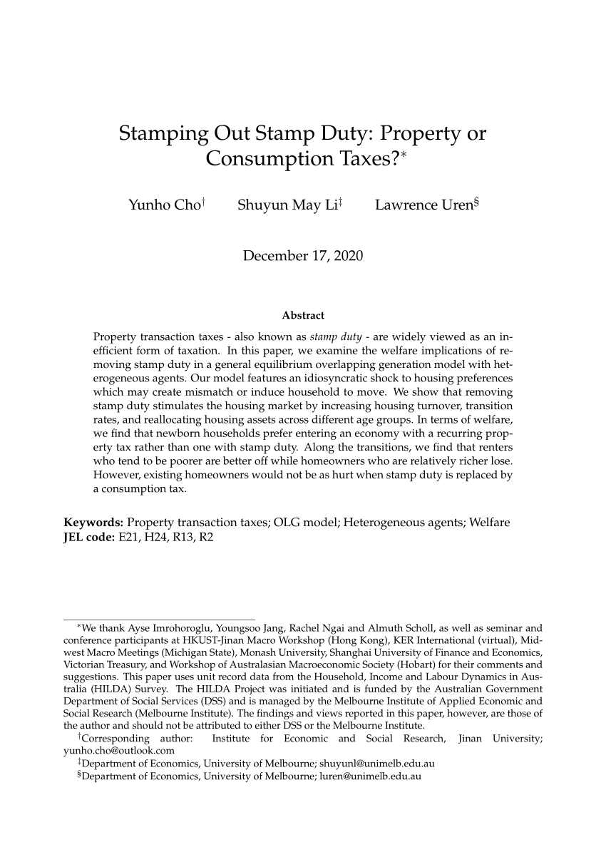 PDF Stamping out Stamp Duty Property or Consumption Taxes