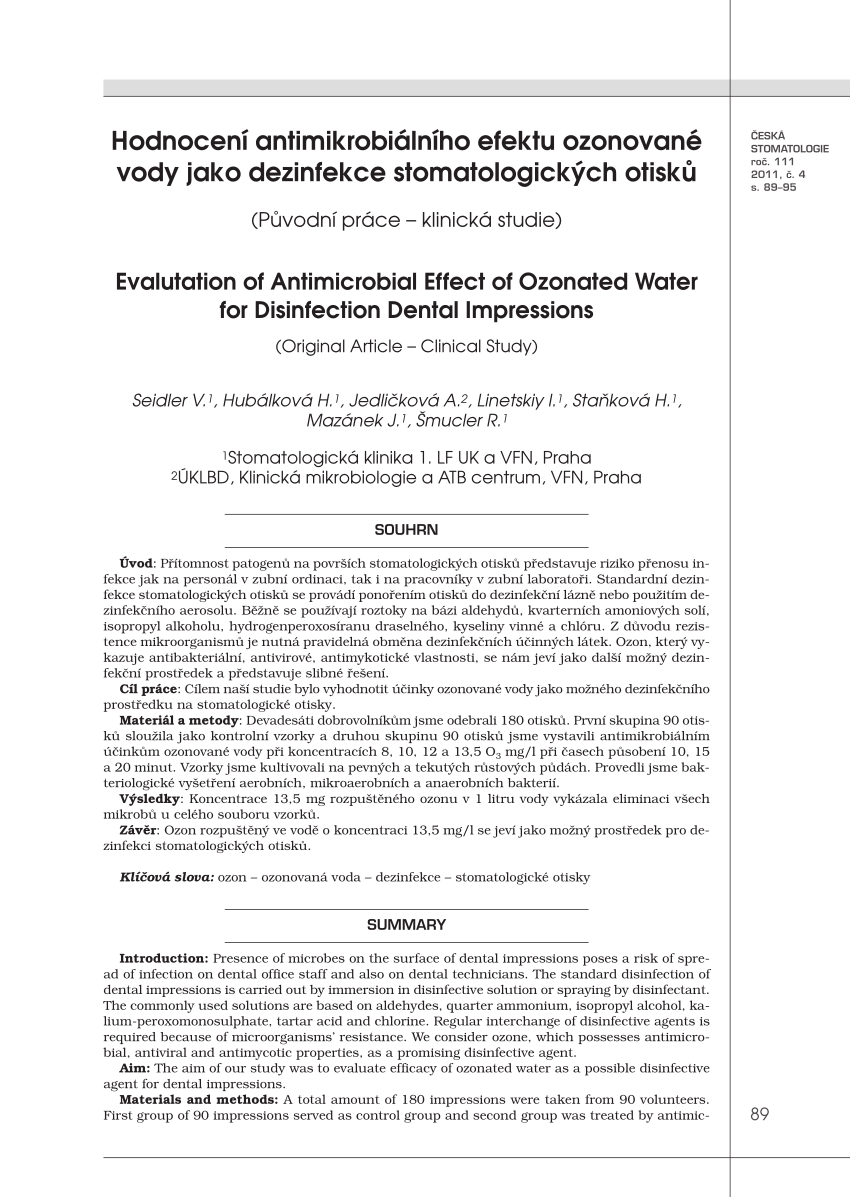 Pdf Evalutation Of Antimicrobial Effect Of Ozonated Water For