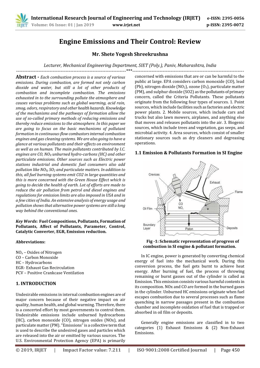 Pdf Engine Emissions And Their Control Review