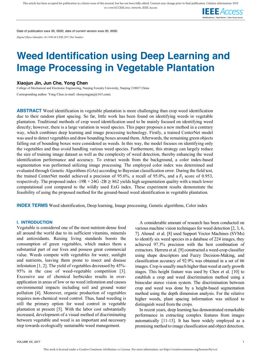 PDF) Weed Identification Using Deep Learning and Image Processing ...