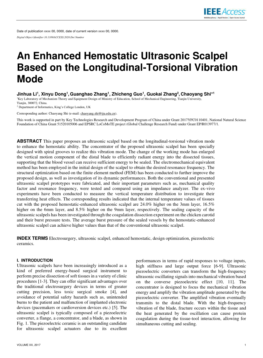 (PDF) An Enhanced Hemostatic Ultrasonic Scalpel Based on the ...