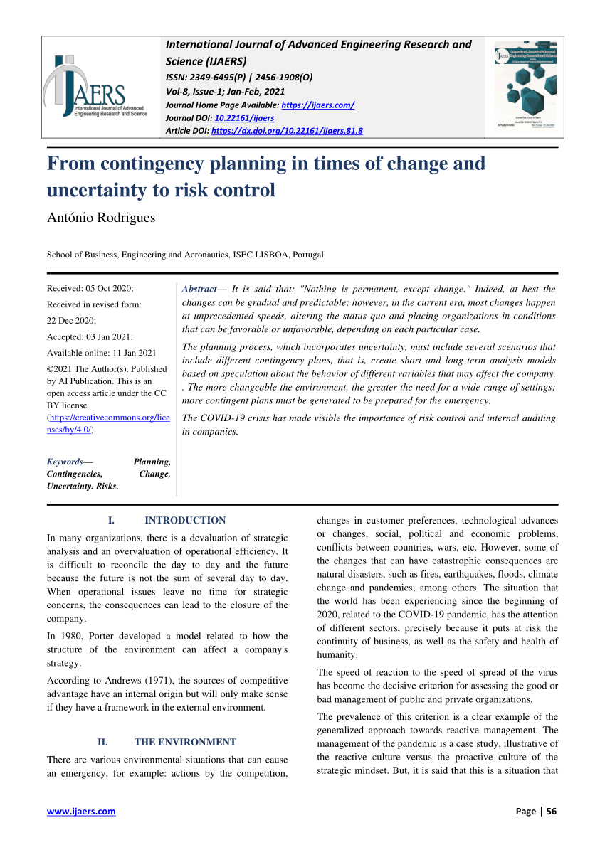 case study on contingency planning