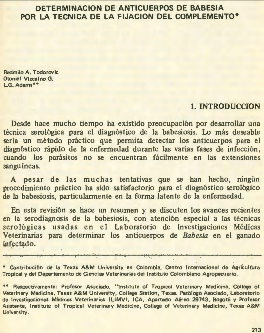 (PDF) DETERMINACION DE ANTICUERPOS DE BABESIA POR LA TECNICA DE LA ...