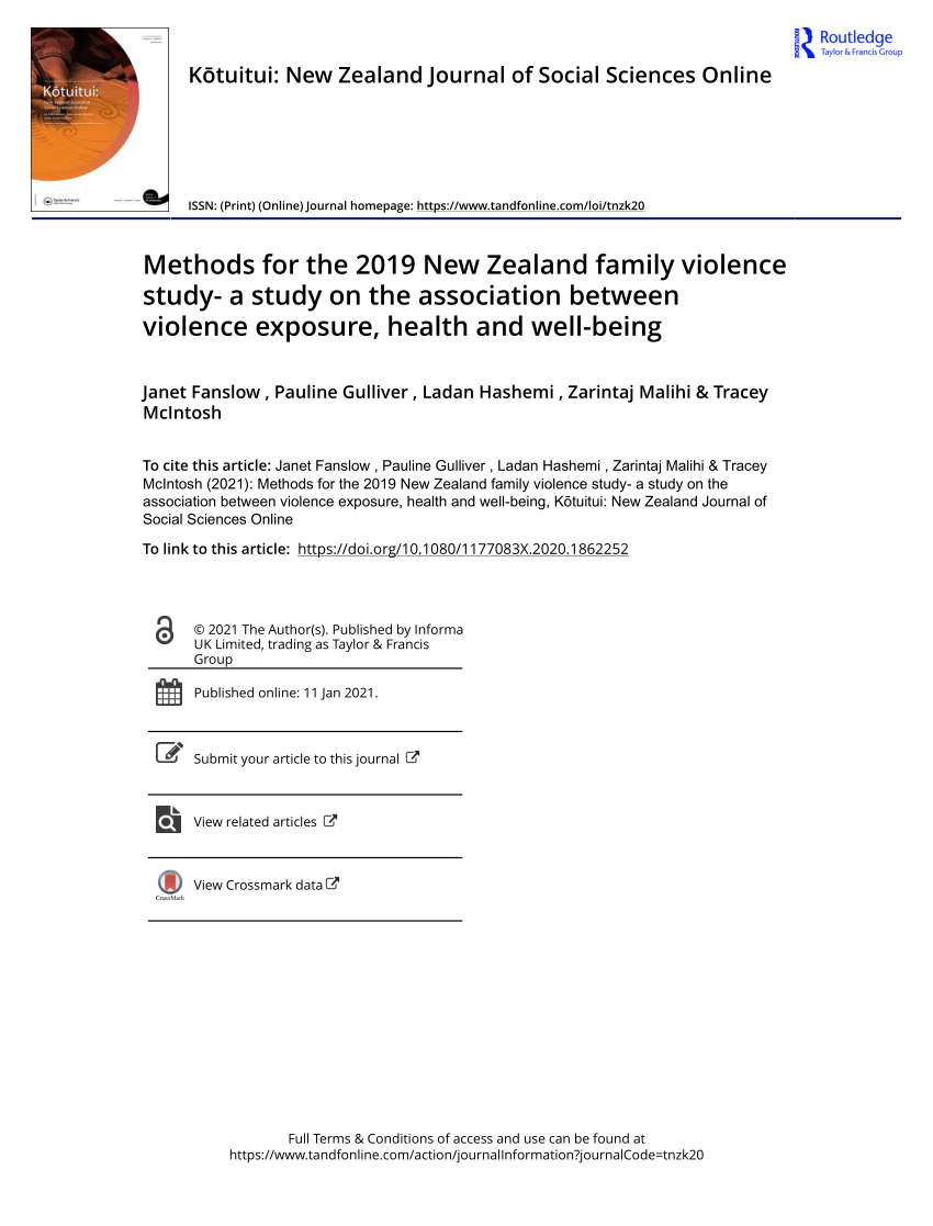 PDF) Methods for the 2019 New Zealand family violence study- a study on the  association between violence exposure, health and well-being