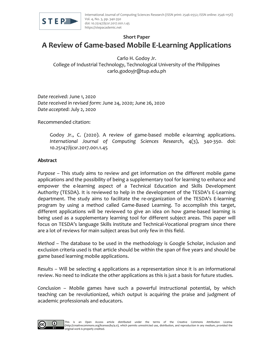 PDF] A Review of Game-based Mobile E-Learning Applications