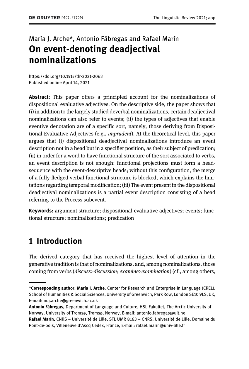 PDF On event denoting deadjectival nominalizations