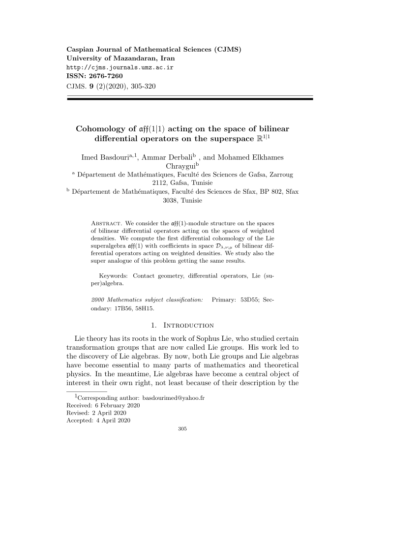 Pdf Cohomology Of Aff 1 1 Acting On The Space Of Bilinear Differential Operators On The Superspace R 1 1