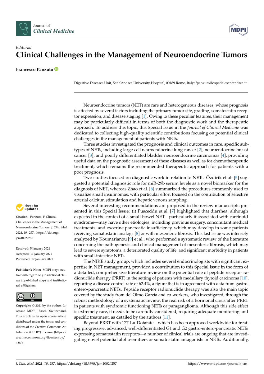 Pdf Clinical Challenges In The Management Of Neuroendocrine Tumors