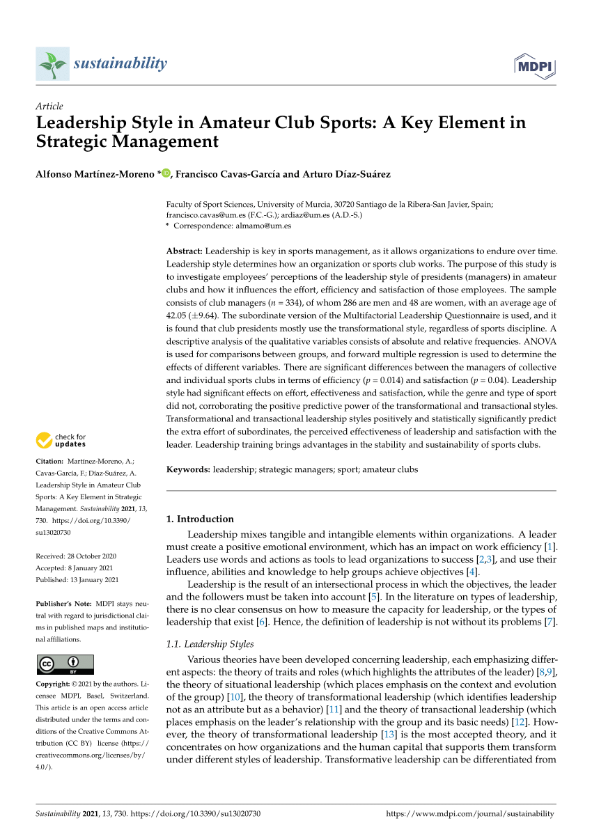 PDF) Leadership Style in Amateur Club Sports A Key Element in Strategic Management photo