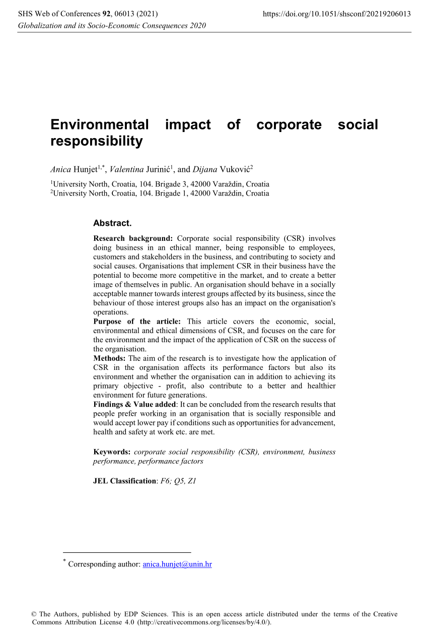 social and environmental responsibility essay pdf