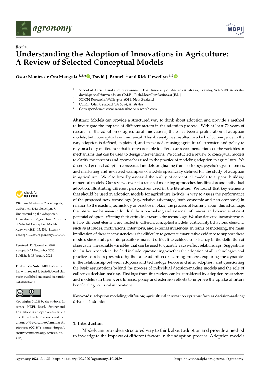 literature review agricultural technology adoption