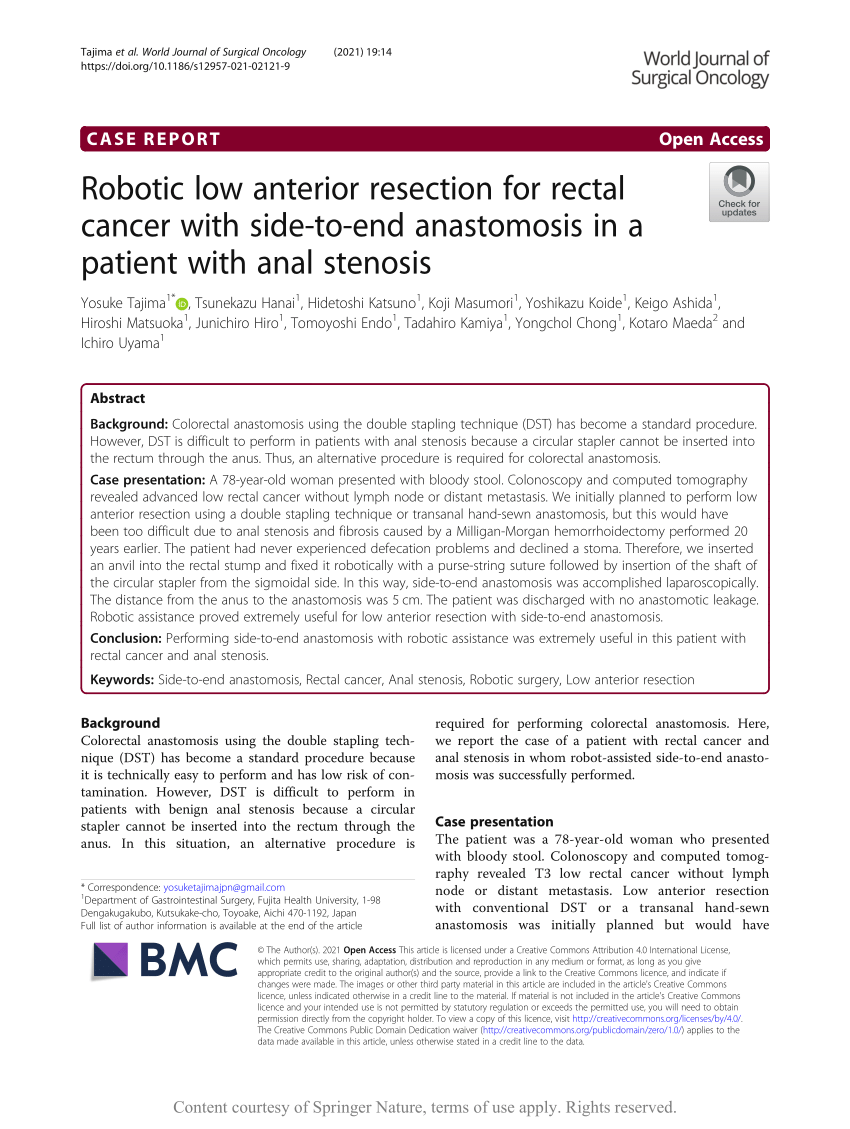 Pdf Robotic Low Anterior Resection Of Rectal Cancer Hot Sex Picture 1057