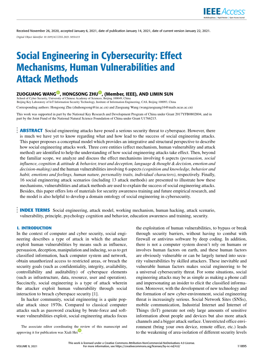 PDF) Social Engineering in Cybersecurity: Effect Mechanisms, Human ...