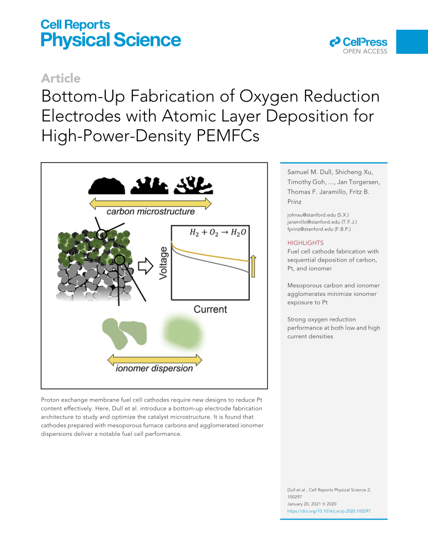 Pdf Bottom Up Fabrication Of Oxygen Reduction Electrodes With Atomic Layer Deposition For High Power Density Pemfcs