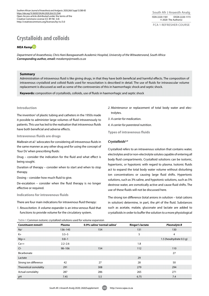 (PDF) Crystalloids and colloids