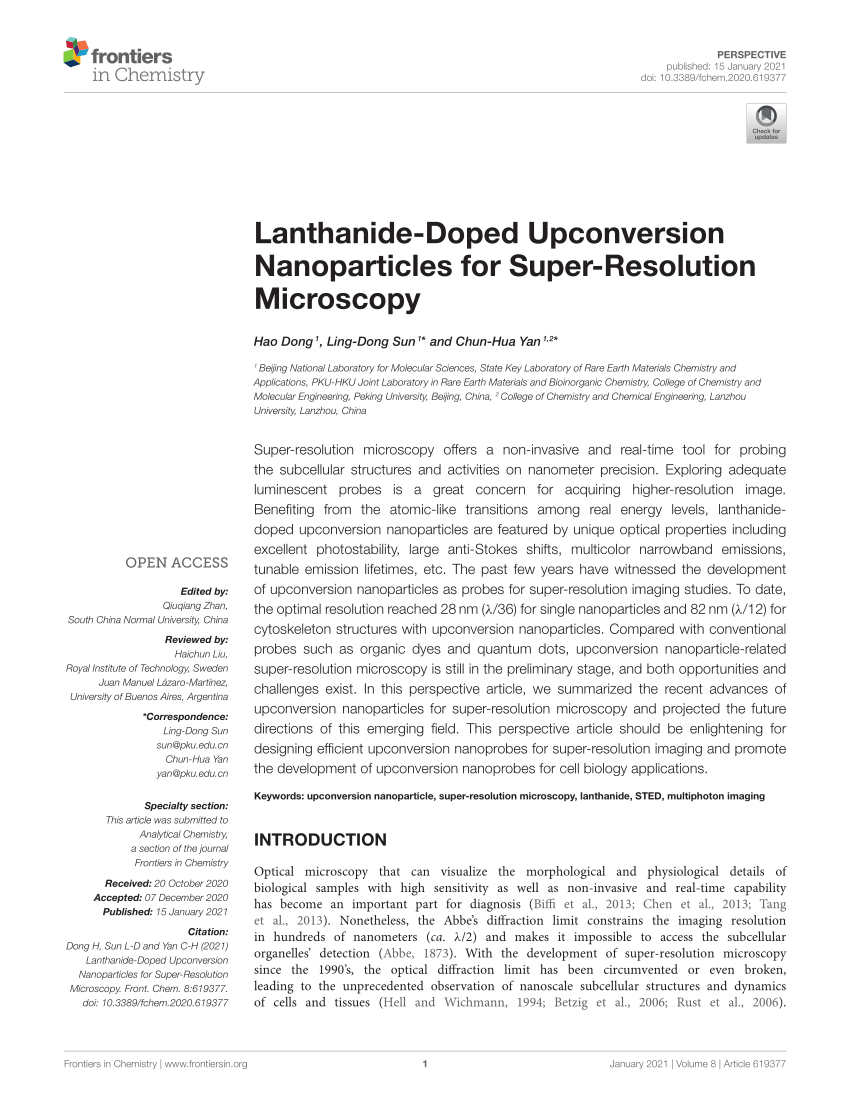 Pdf Lanthanide Doped Upconversion Nanoparticles For Super Resolution Microscopy 7318