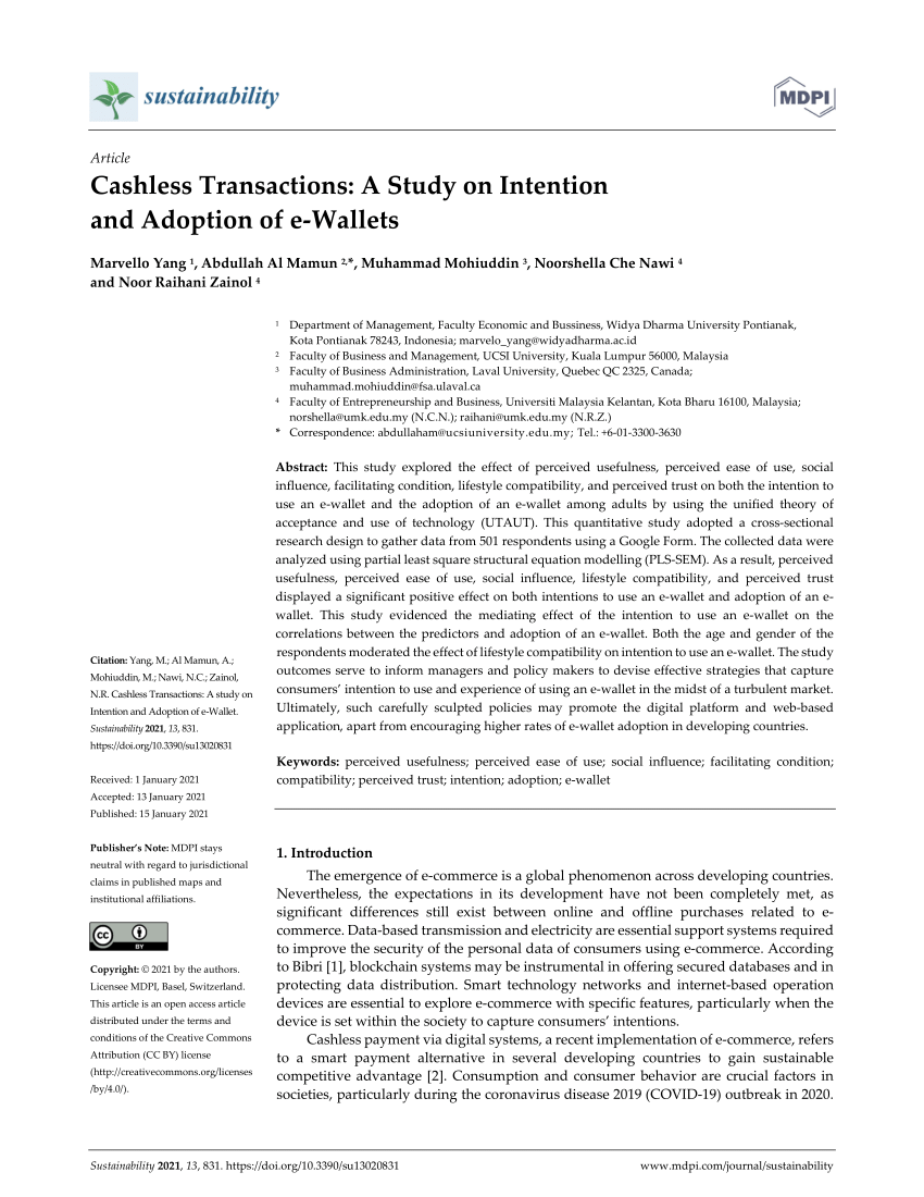 adoption of cashless transaction research paper