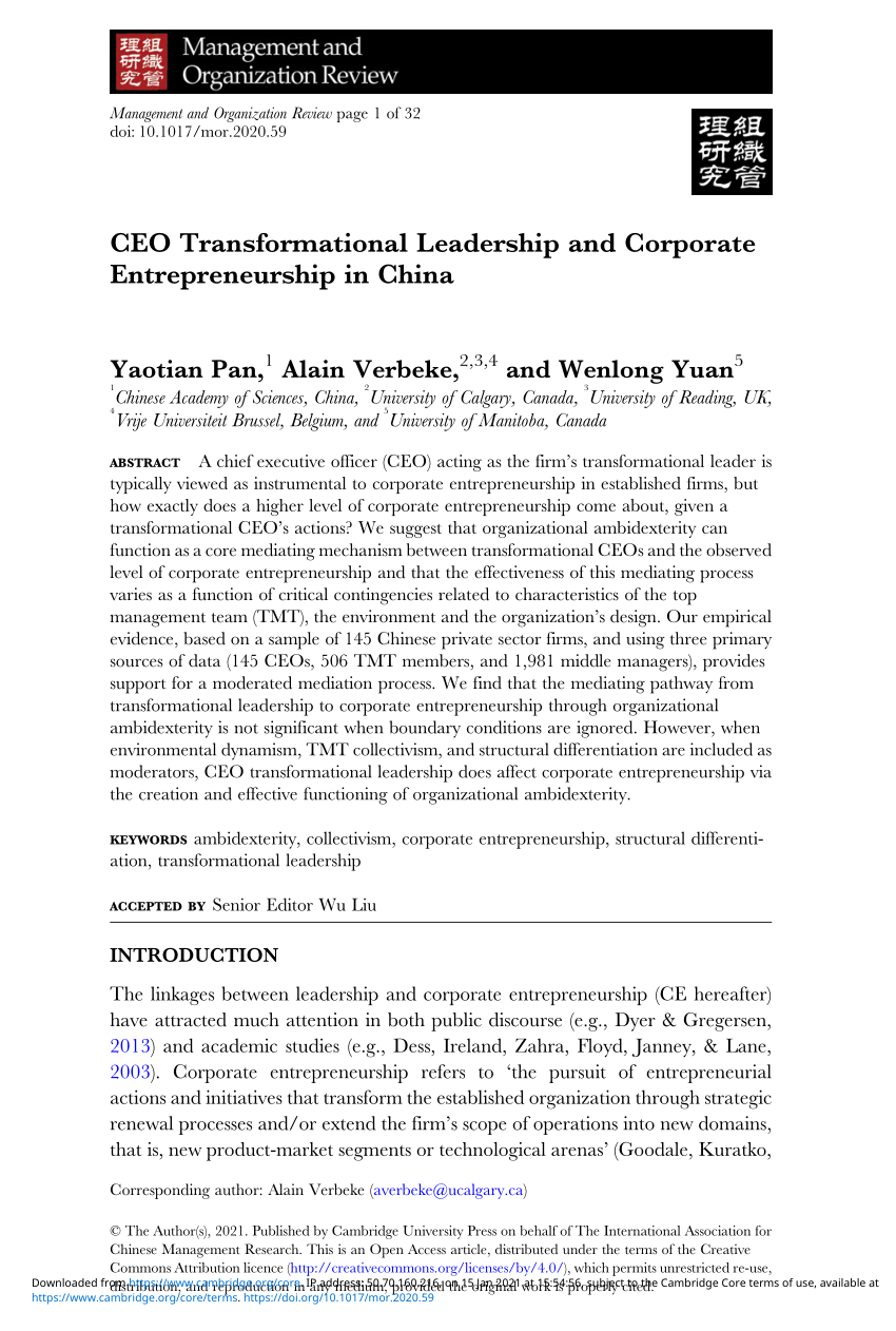 PDF) CEO Transformational Leadership and Corporate In co founder separation agreement template