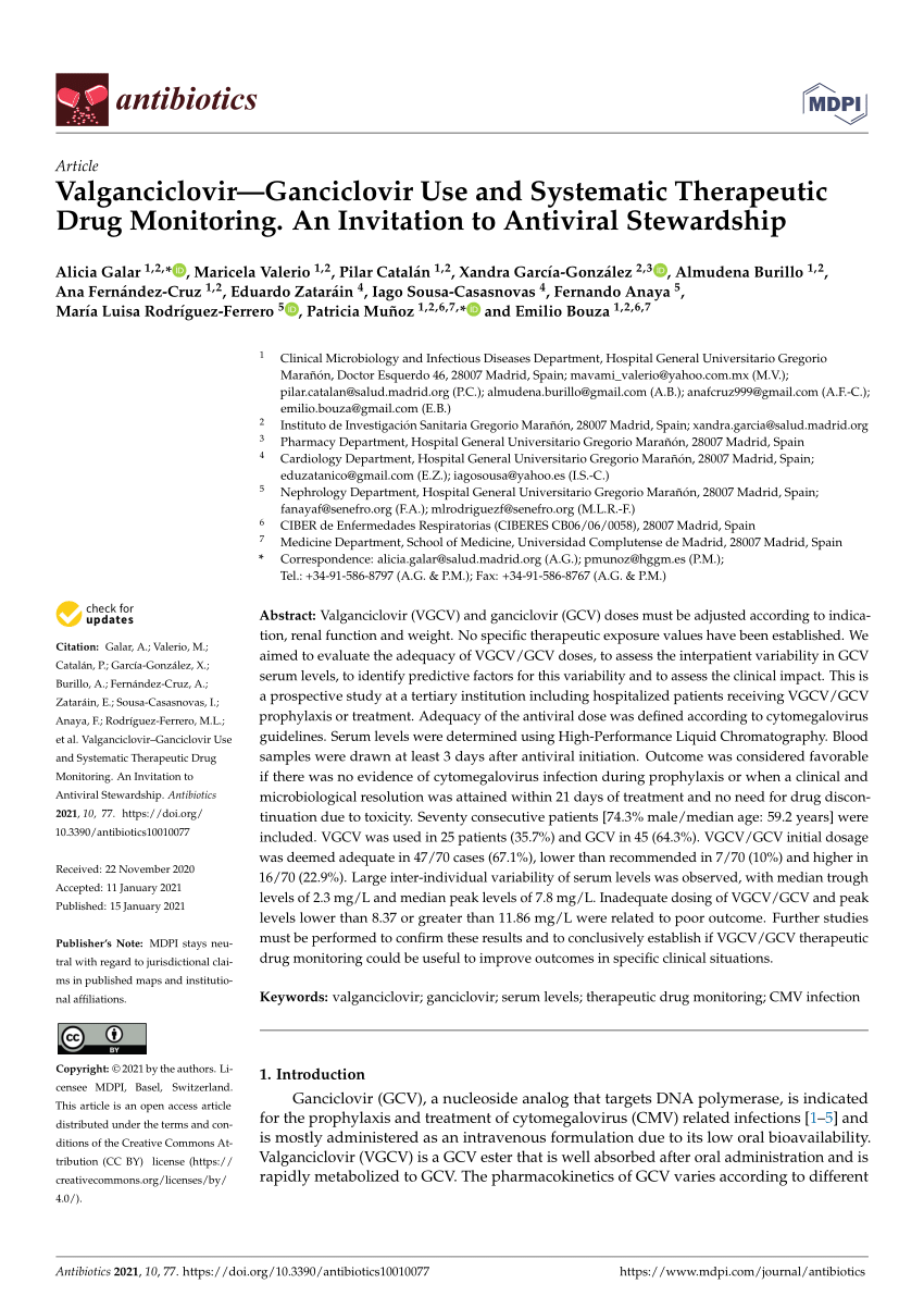 Pdf Valganciclovir Ganciclovir Use And Systematic Therapeutic Drug Monitoring An Invitation To Antiviral Stewardship