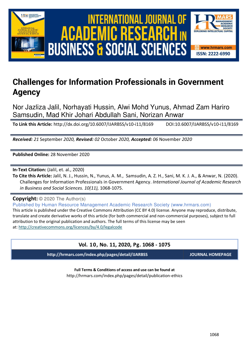 PDF) Challenges for Information Professionals in Government Agency