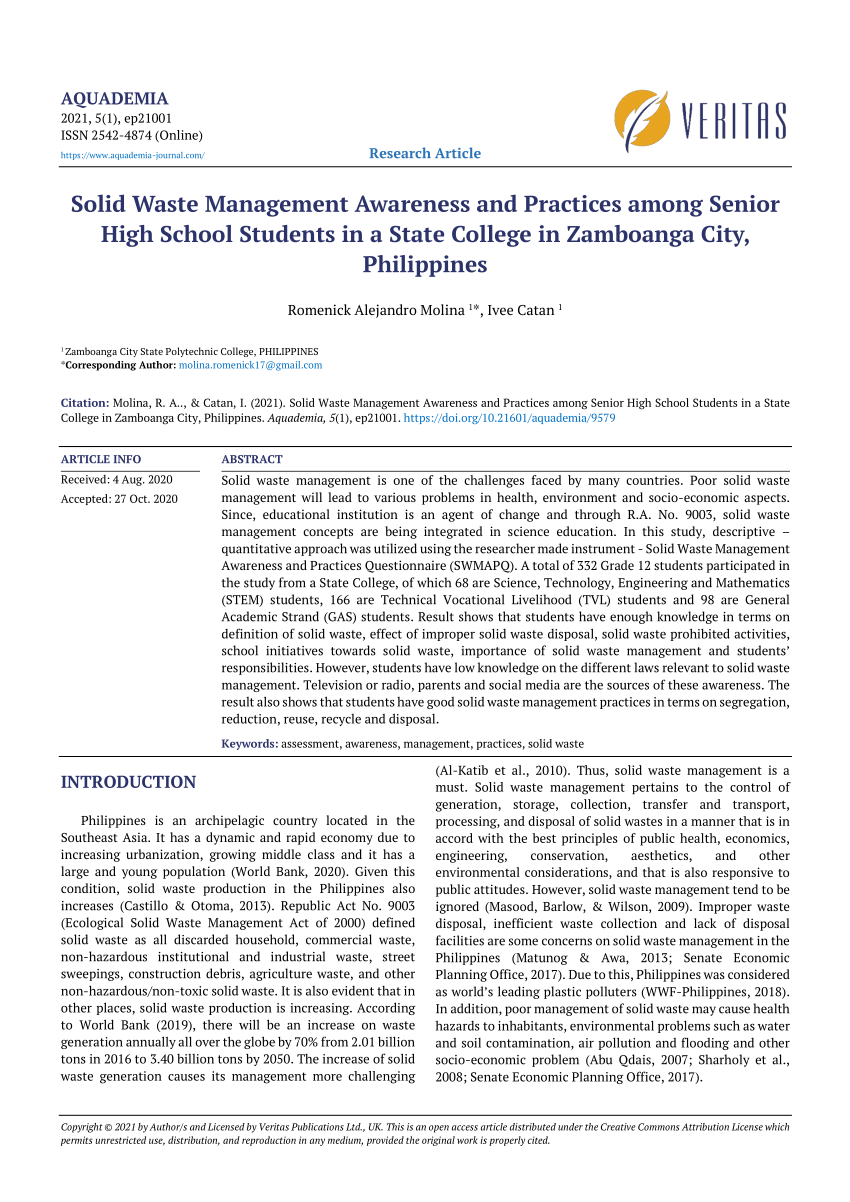 research paper about waste segregation in school