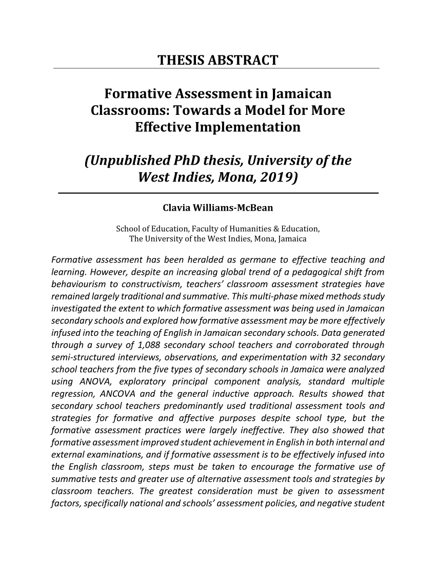 thesis on formative assessment pdf