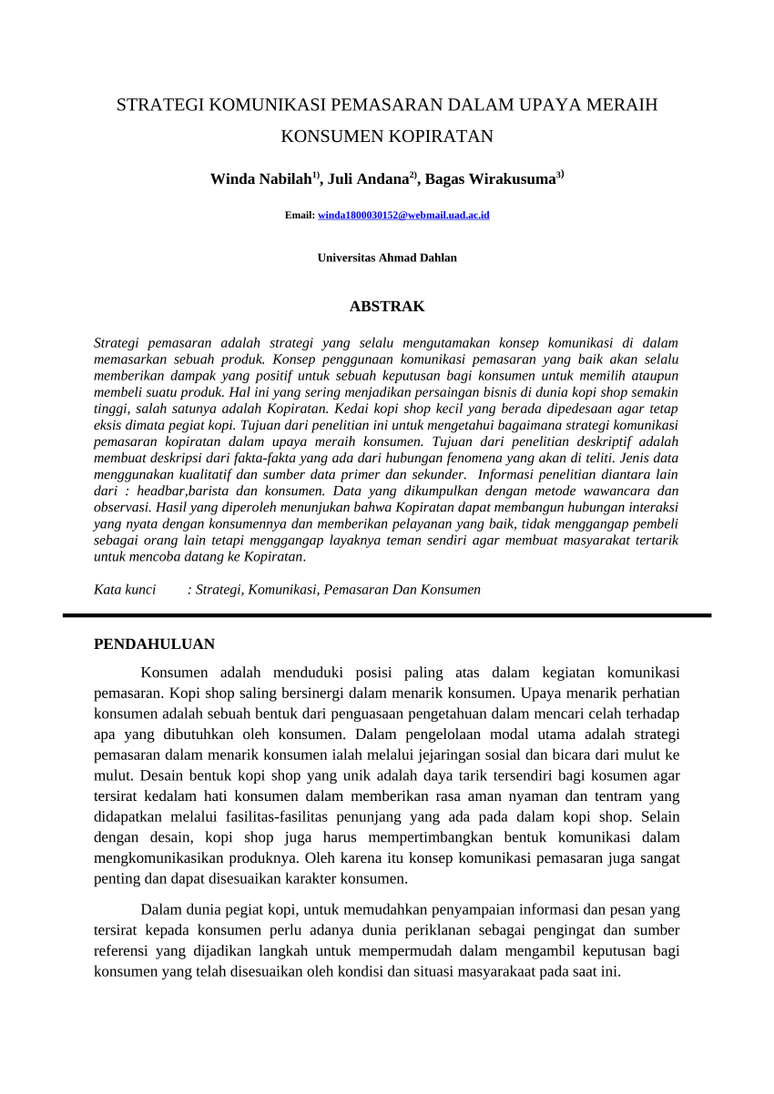 PDF) STRATEGI KOMUNIKASI PEMASARAN DALAM UPAYA MERAIH KONSUMEN 