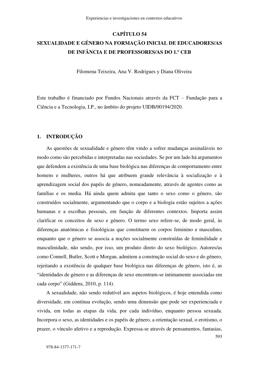 Pdf CapÍtulo 54 Sexualidade E GÉnero Na FormaÇÃo Inicial De Educadoresas De InfÂncia E De 1555