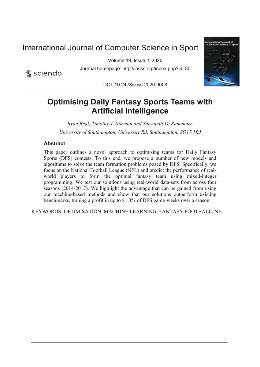 Daily Fantasy Sports Model Builder