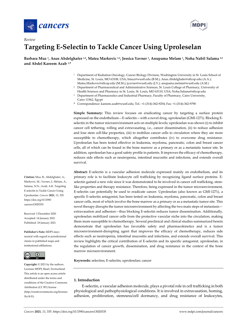 E-selectin antagonist compounds, compositions, and methods of use Patent  Grant Magnani , et al. Sep [GlycoMimetics, Inc.]