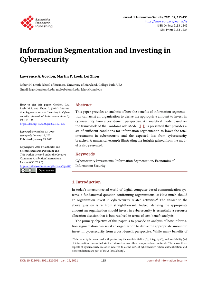 (PDF) Information Segmentation and Investing in Cybersecurity