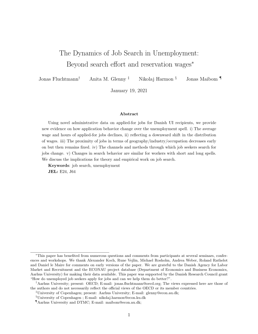 PDF) The Dynamics Job Search in Unemployment: Beyond Search Effort and Reservation Wages