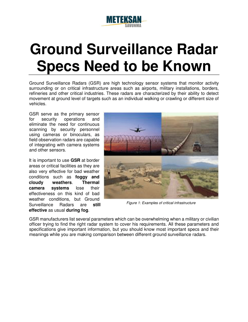 Pdf Ground Surveillance Radar Specs Need To Be Known