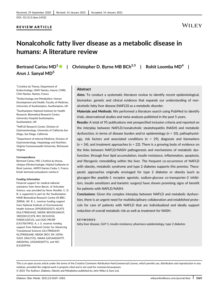 (PDF) NAFLD as a metabolic disease in humans A literature review