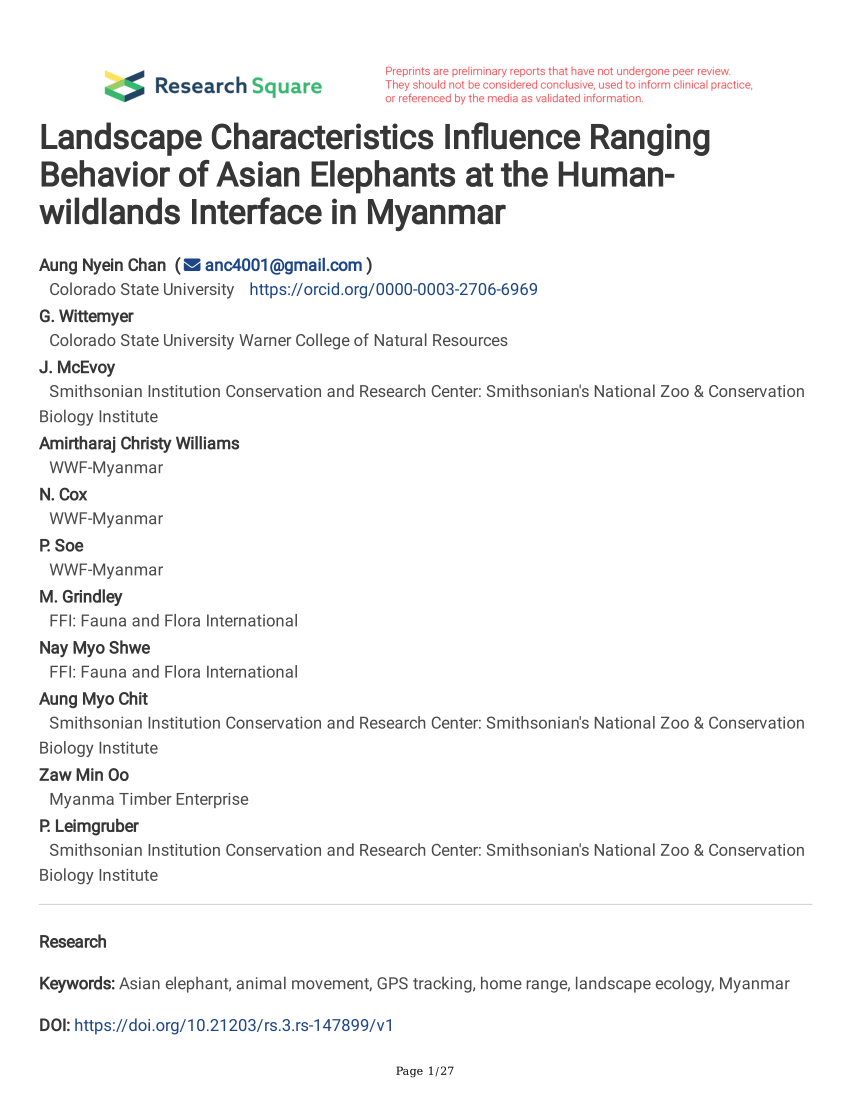 PDF) Landscape Characteristics Influence Ranging Behavior of Asian