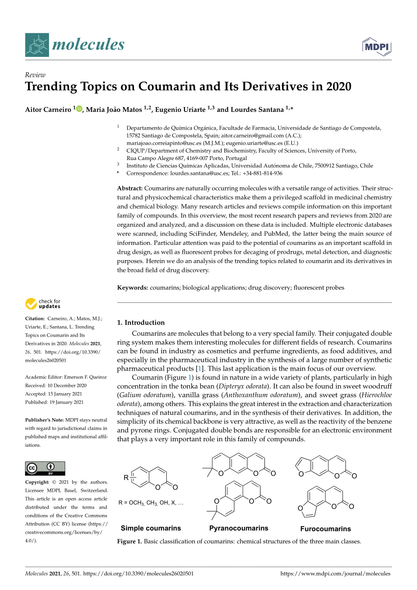 Pdf Trending Topics On Coumarin And Its Derivatives In