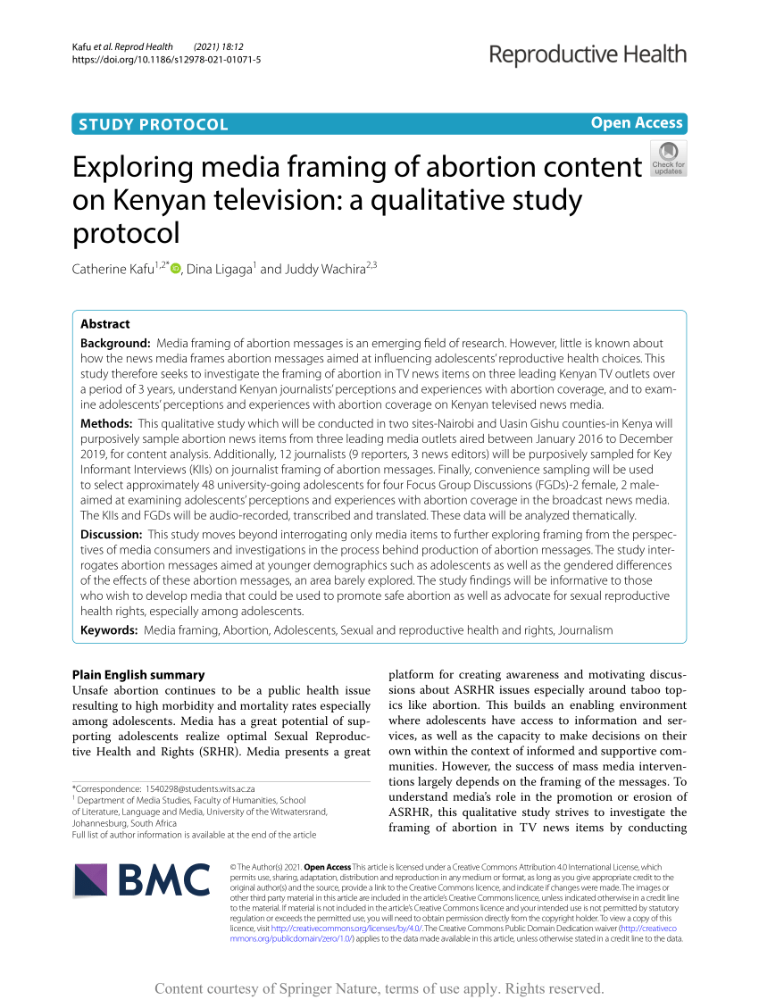 PDF) Exploring media framing of abortion content on Kenyan
