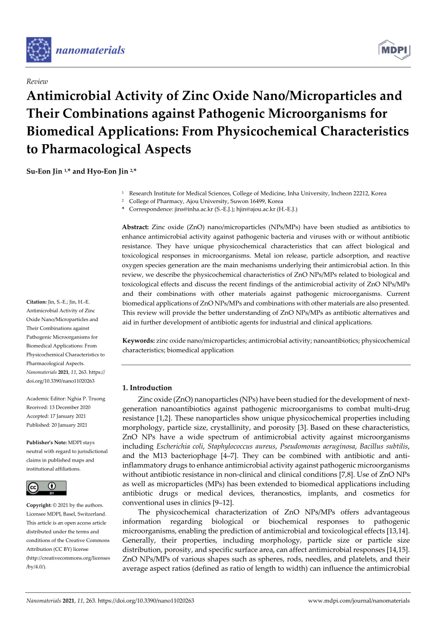 PDF) Antimicrobial Activity of Zinc Oxide Nano/Microparticles and ...