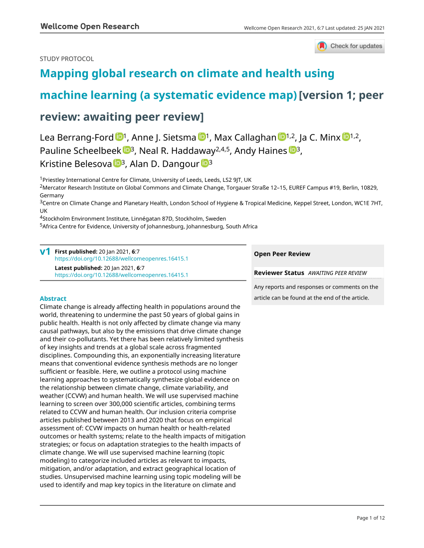 PDF) Mapping global research on climate and health using machine ...